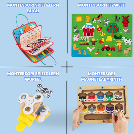 Set éducatif Montessori 4-en-1 pour le jeu et l'apprentissage