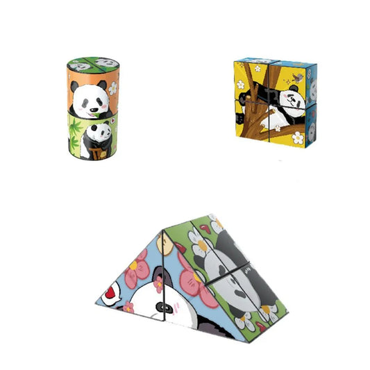 Pädagogischer Spaß für Kinder - Panda Rätselwürfel mit Tiermotiven für kreatives Lernen