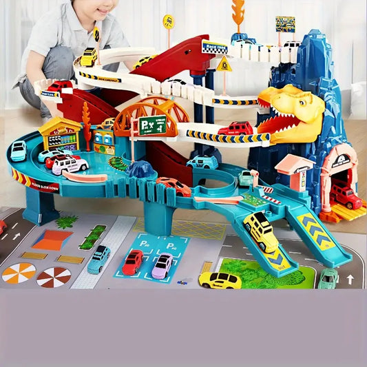 Dinosaurier-Bergstraße Spielset mit coolen Fahrzeugen für abenteuerlichen Spielspaß