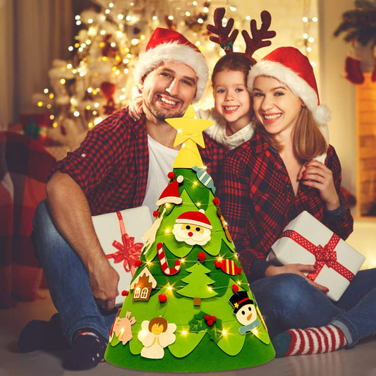 Montessori 3D Filz Weihnachtsbaum mit Lichterkette - Perfekt für festliche Dekoration und kreatives Lernen