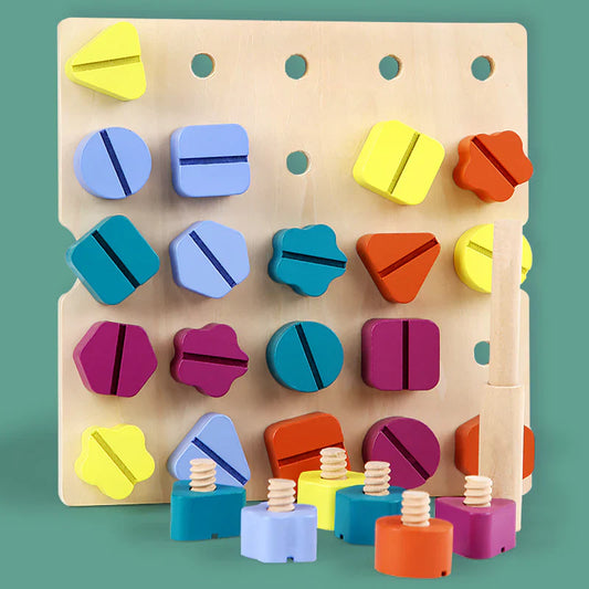 Entwickle die Feinmotorik spielerisch mit unserem bunten Holz-Puzzlespiel – Formen und Farben für kleine Künstler