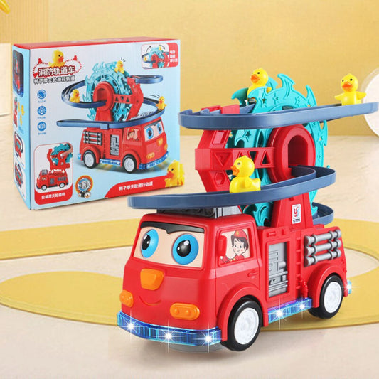 Bahnenballer Feuerwehr-Entenrutsche mit Spielauto für stundenlangen Spaß