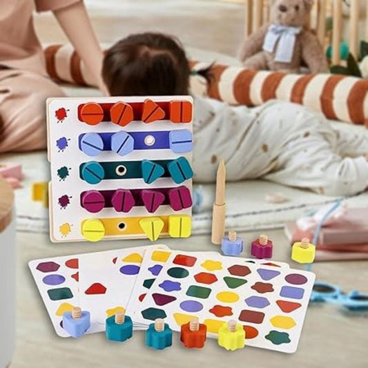 Entwickle die Feinmotorik spielerisch mit unserem bunten Holz-Puzzlespiel – Formen und Farben für kleine Künstler