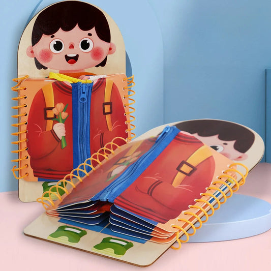 Entwicklungsförderndes Interaktives Puzzle-Buch – Spaß beim Anziehen Lernen für Kinder