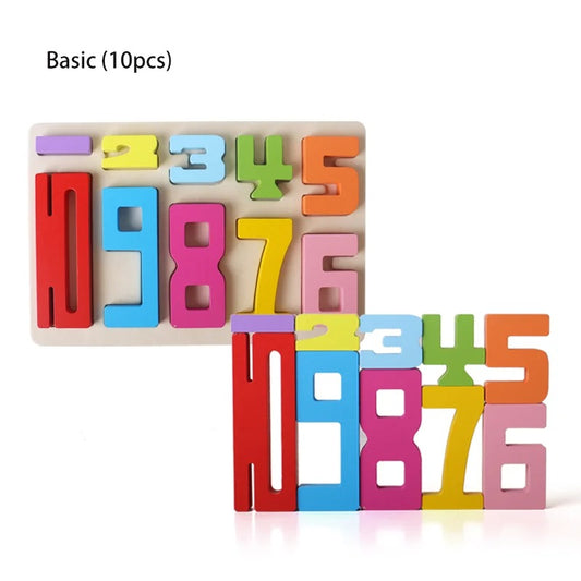Montessori Holz-Zahlenblöcke – Stapelspiel 10-teilig für Kinder ab 2 Jahren