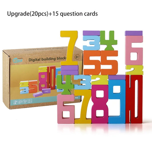 Montessori Holz-Zahlenblöcke – Stapelspiel 10-teilig für Kinder ab 2 Jahren