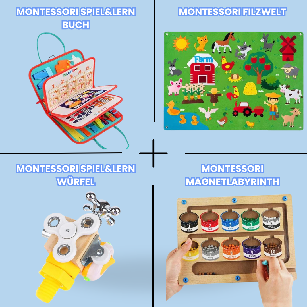 Set éducatif Montessori 4-en-1 pour le jeu et l'apprentissage