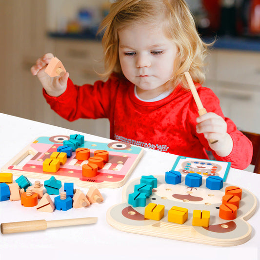 Montessori Farbenschauben Bärenplatte – Perfektes Set für kleine Handwerker zum kreativen Lernen