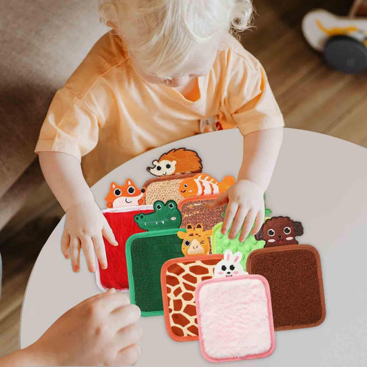 Komfortables Taktile Tier-Kissen Set mit 8 liebevoll gestalteten Figuren für kuschelige Spielmomente